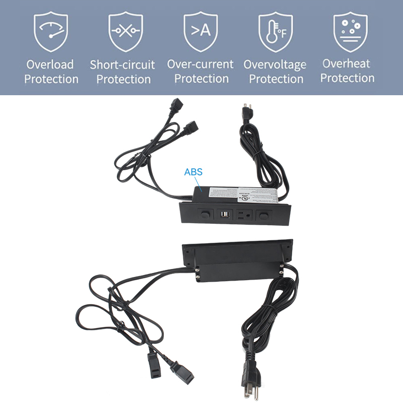 Hot sell 2 USA outlet switch furniture power strip built-in recessed desktop power strip utility surge protector power strip