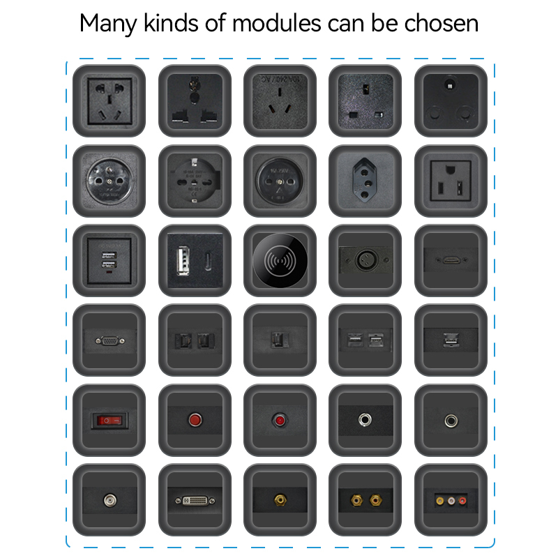 Modern Furniture Conference Tabletop Socket Electrical Materials Multi-function flip up power socket brushed sliver