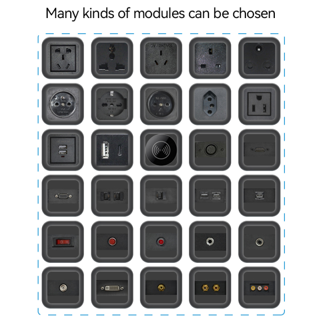 Modern Furniture Conference Tabletop Socket Electrical Materials Multi-function flip up power socket brushed sliver