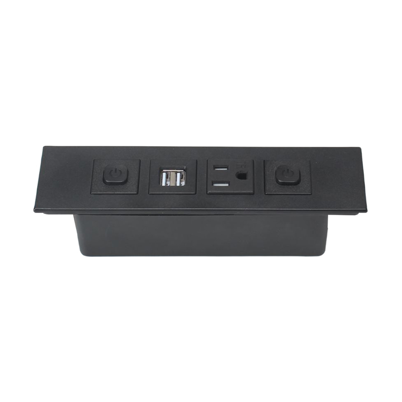 Hot sell 2 USA outlet switch furniture power strip built-in recessed desktop power strip utility surge protector power strip