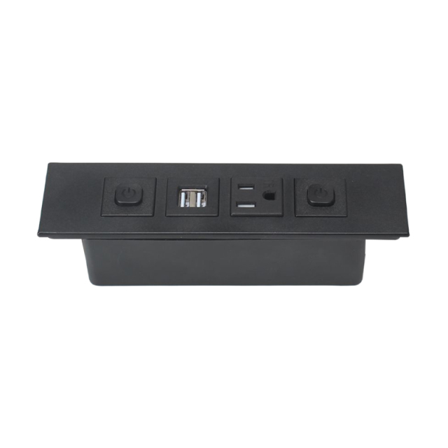Hot sell 2 USA outlet switch furniture power strip built-in recessed desktop power strip utility surge protector power strip