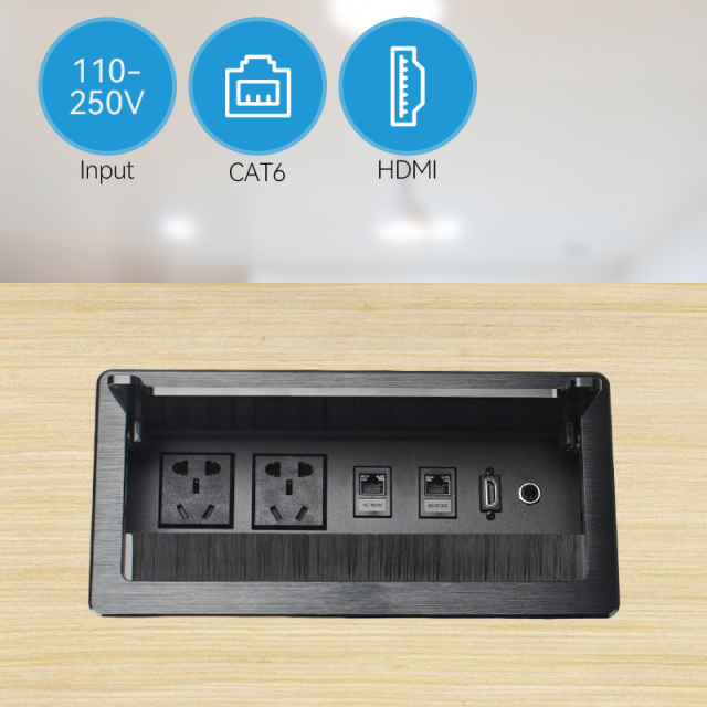 Modern Furniture Conference Tabletop Socket Electrical Materials Multi-function flip up power socket brushed sliver