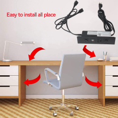 Hot sell 2 USA outlet switch furniture power strip built-in recessed desktop power strip utility surge protector power strip
