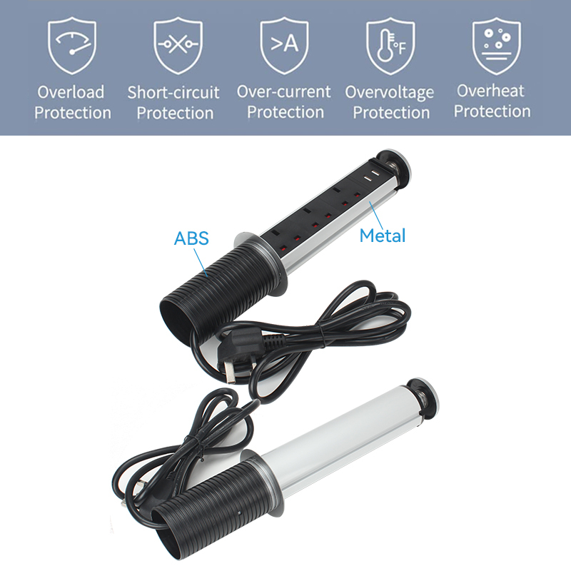 Kitchen table alloy lift socket with UK lift socket with 3 ac outlets USB A