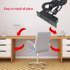 UL/CUL certificated recessed desk table power strip with 2 ac outlets USB A 1 switch