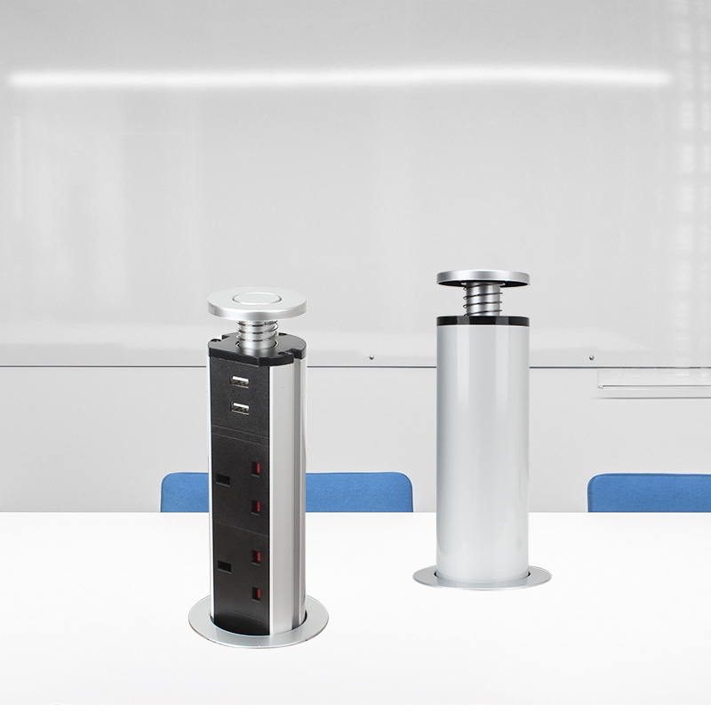Kitchen table alloy lift socket with UK lift socket with 3 ac outlets USB A