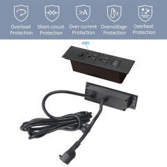UL/CUL certificated recessed desk table power strip with 2 ac outlets USB A 1 switch
