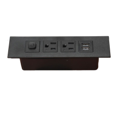 UL/CUL certificated recessed desk table power strip with 2 ac outlets USB A 1 switch