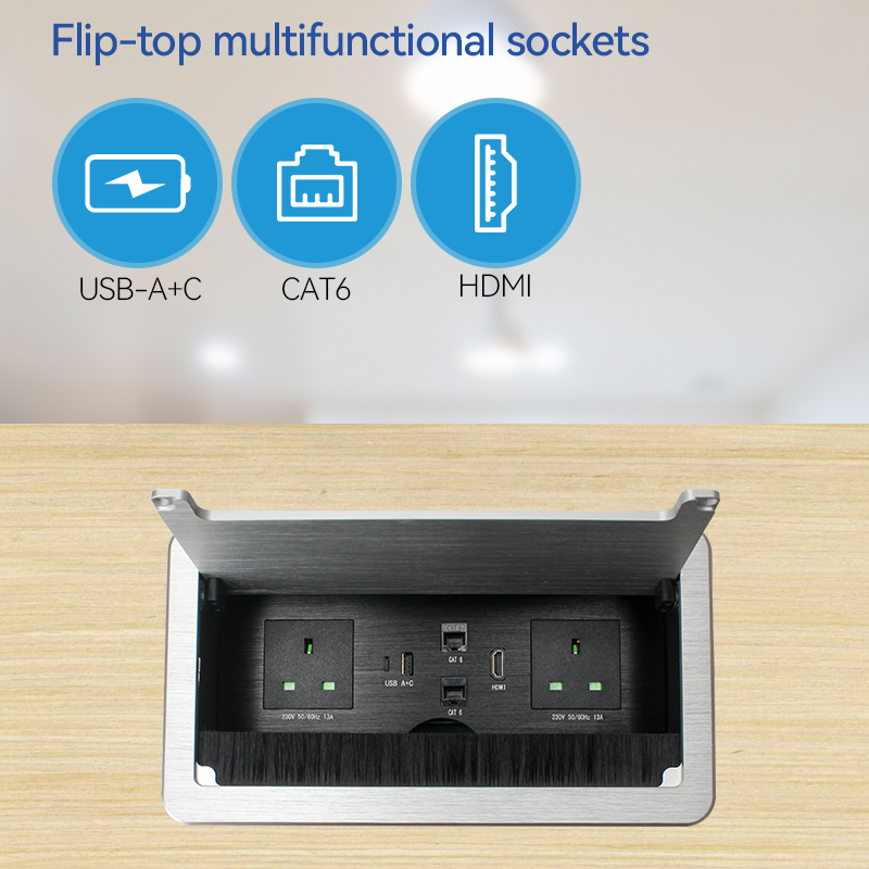 Conference Tabletop Recessed Outlet Flip Up Socket Table Flip Electrical Desk Flip Up Socket