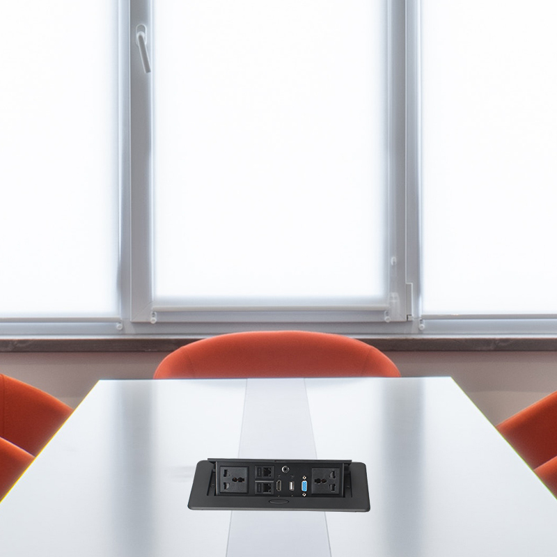 Conference Black Recessed Pop UP Socket with USB Ports,Table Power Strip,Desktop Charging Station with 2-Outlets and 2 USB Ports