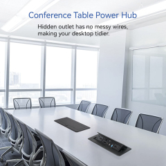 Conference Black Recessed Pop UP Socket with USB Ports,Table Power Strip,Desktop Charging Station with 2-Outlets and 2 USB Ports