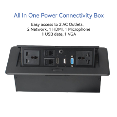 Conference Black Recessed Pop UP Socket with USB Ports,Table Power Strip,Desktop Charging Station with 2-Outlets and 2 USB Ports