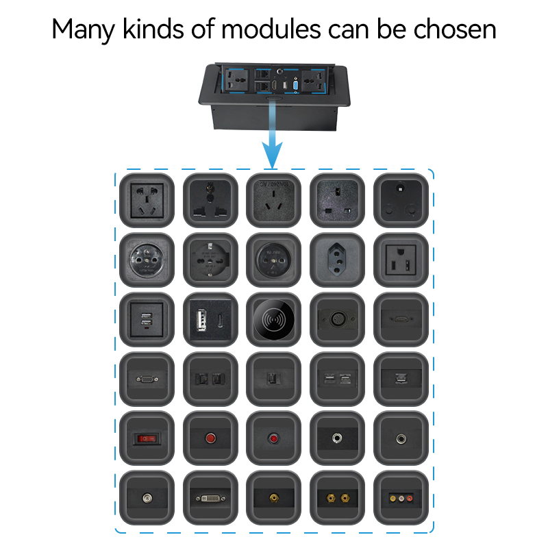 Conference Black Recessed Pop UP Socket with USB Ports,Table Power Strip,Desktop Charging Station with 2-Outlets and 2 USB Ports
