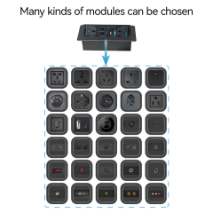 Conference Black Recessed Pop UP Socket with USB Ports,Table Power Strip,Desktop Charging Station with 2-Outlets and 2 USB Ports