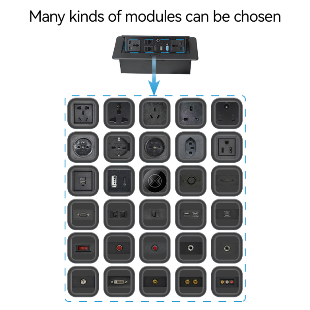 Conference Black Recessed Pop UP Socket with USB Ports,Table Power Strip,Desktop Charging Station with 2-Outlets and 2 USB Ports