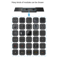 Table alloy brushed black sliding flip up socket electrical sockets European 2 outlets USB A power socket
