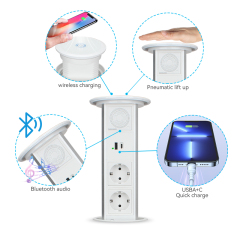 Gaost kitchen table silver pneumatic lift pop up socket with 15w wireless charging