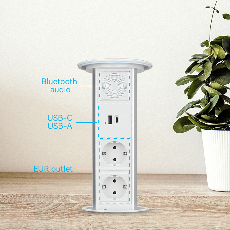 Gaost kitchen table silver pneumatic lift pop up socket with 15w wireless charging