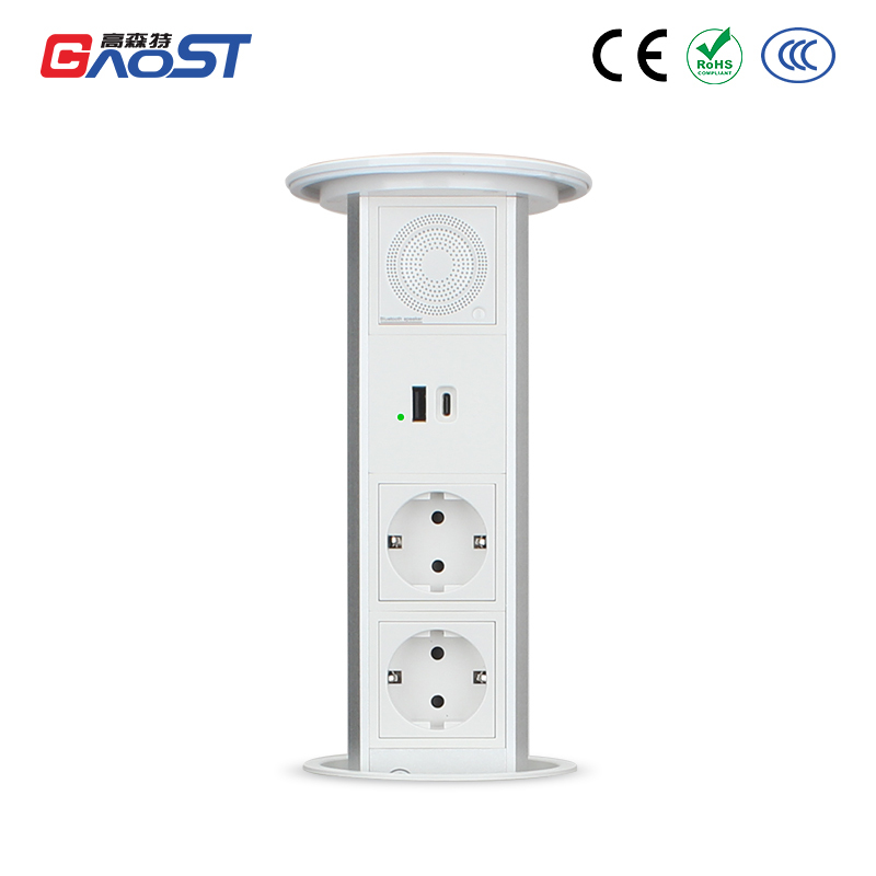 Gaost kitchen table silver pneumatic lift pop up socket with 15w wireless charging