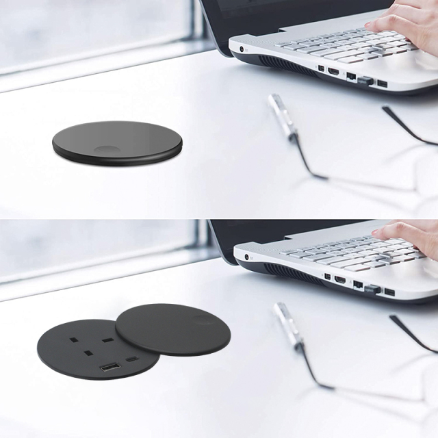 UK power socket for desk British Power grommet USB socket