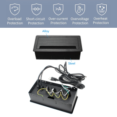 Tabletop Bursh Connectivity Box Outlet with Socket HDMI Power for Desktop Conference