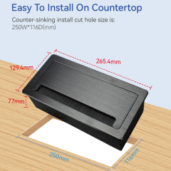 Tabletop Bursh Connectivity Box Outlet with Socket HDMI Power for Desktop Conference