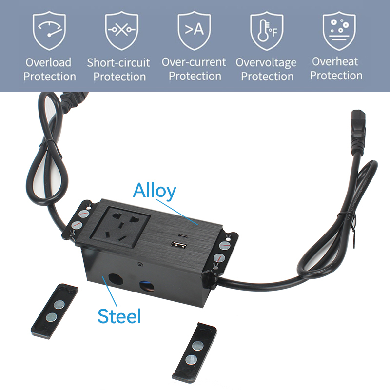 Factory Desktop Socket Aluminum Alloy Power Strip Plug Extension China Power Strip With Type C Usb A