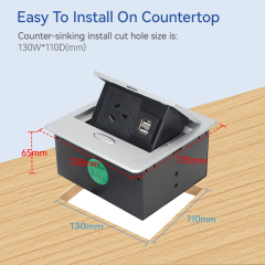 Small size sliver SAA certifiaction Australian alloy electric box top sofa office pop up socket desk power cable plug