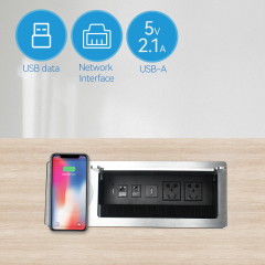 Conference Tabletop Electrical Kitchen China Flip Up Socket Wireless Charging Socket with USB Charging