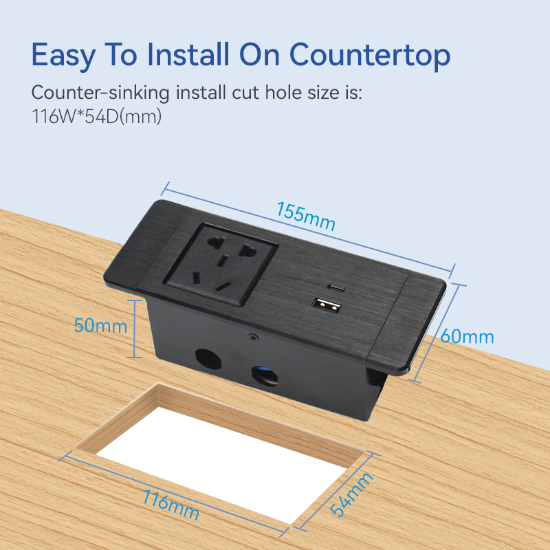 Factory Desktop Socket Aluminum Alloy Power Strip Plug Extension China Power Strip With Type C Usb A