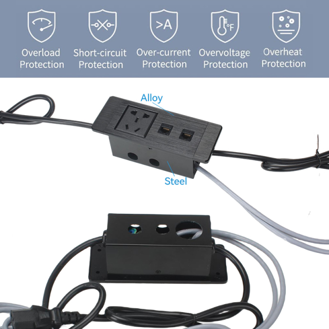 High Quality Desktop Power Smart Office recessed China standard power strip with 2 CAT 6