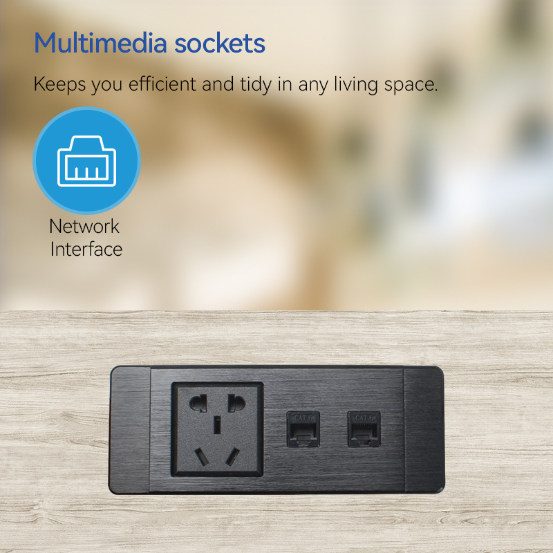 High Quality Desktop Power Smart Office recessed China standard power strip with 2 CAT 6
