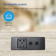 High Quality Desktop Power Smart Office recessed China standard power strip with 2 CAT 6