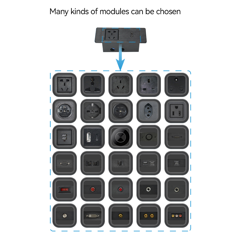 Wide compatible C14 plug metal HDMI power strip distribution unit for hotel office furniture