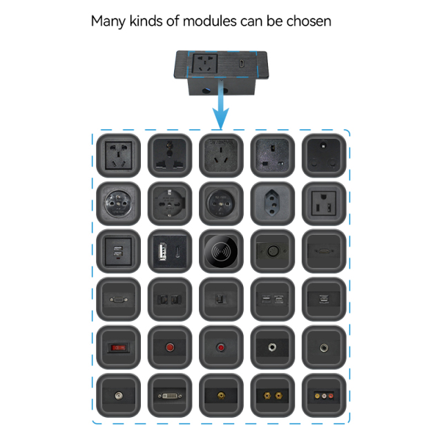 Wide compatible C14 plug metal HDMI power strip distribution unit for hotel office furniture