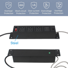Hot Sale Multimedia Under Desk Edge Power Strip With 2 Usb Port RJ45 Mental Panel Power Outlet Socket