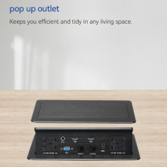 China Conference Recessed Pop Up Socket 2-Outlets 2 USB Ports 1 HDMI 1 RJ45 1 VGA