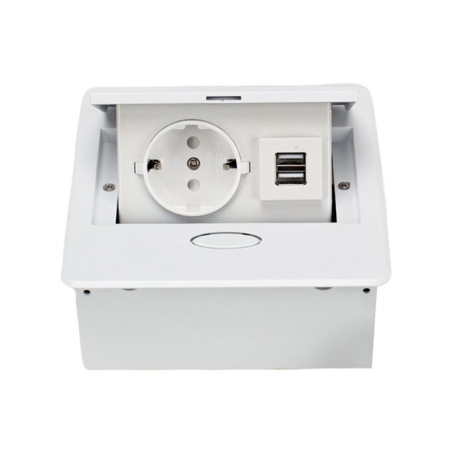 White table pop up power outlet socket 2 usb a pop up electrical outlet for countertops
