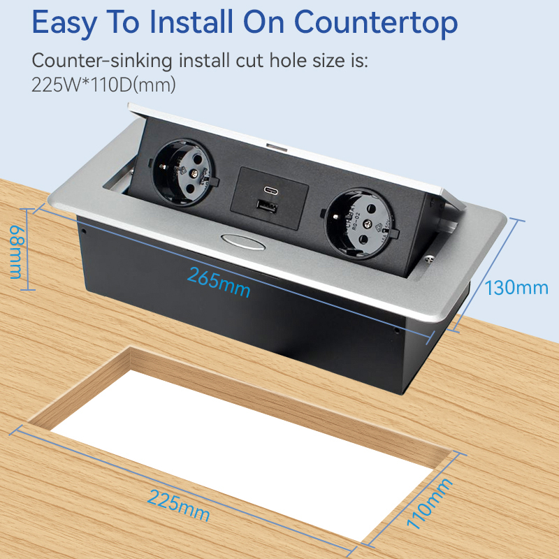 GAOST table EU German French pop up electrical outlet for countertops with USB A Type C