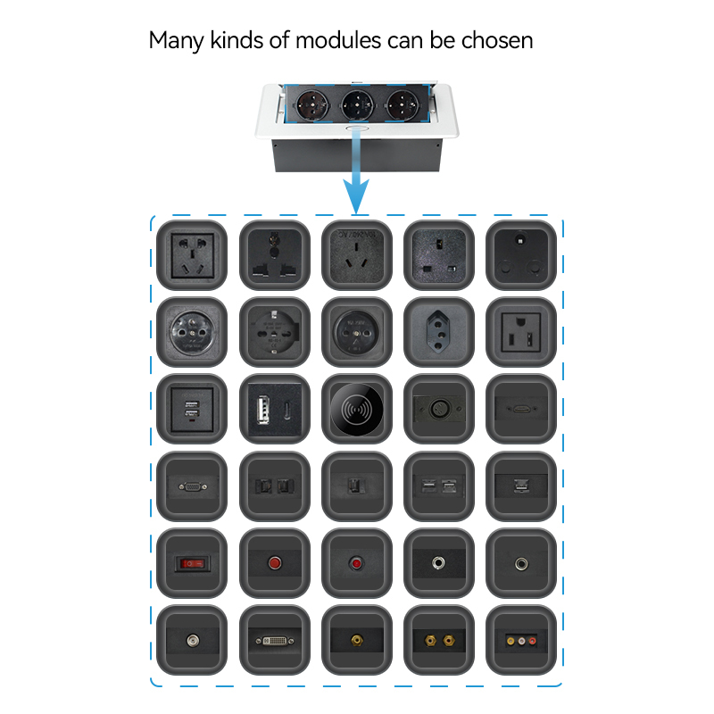 Wholesale sliver pop up power socket power hidden desk socket with 3 eu outlets