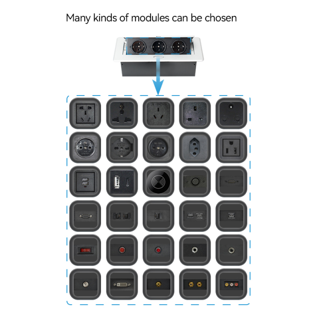 Wholesale sliver pop up power socket power hidden desk socket with 3 eu outlets