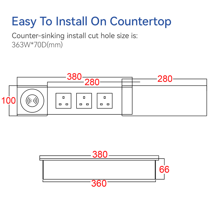 CE certificated conference room slide wireless charging station electrical sockets UK UAE type c power socket