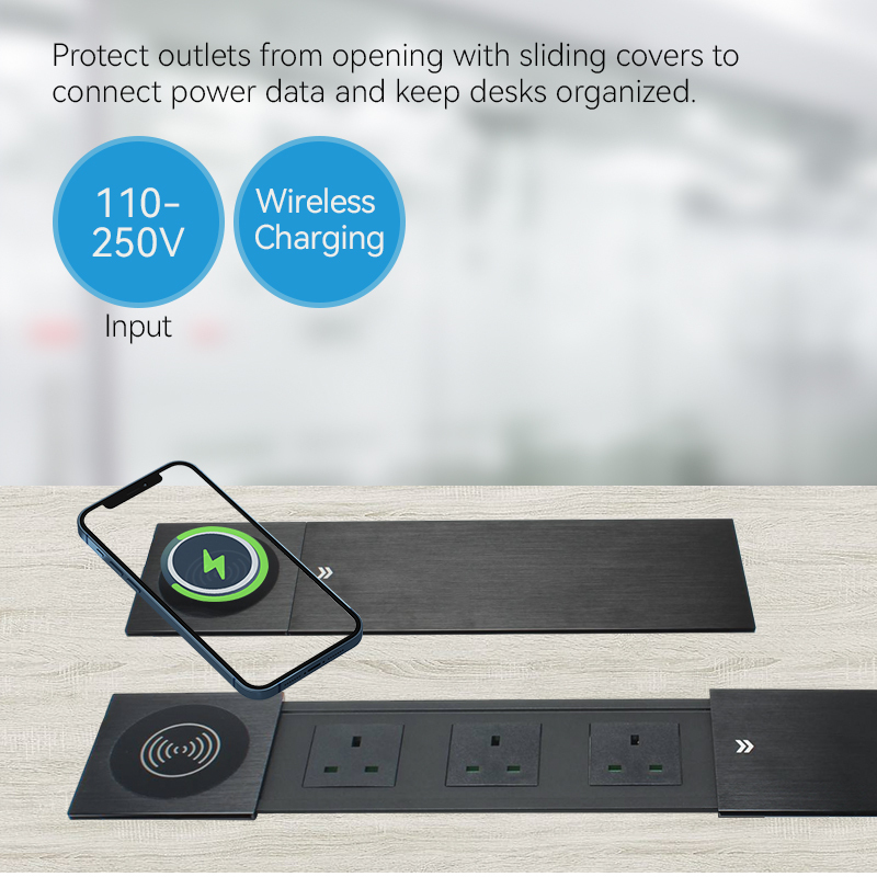 CE certificated conference room slide wireless charging station electrical sockets UK UAE type c power socket