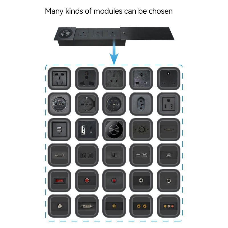 CE certificated conference room slide wireless charging station electrical sockets UK UAE type c power socket