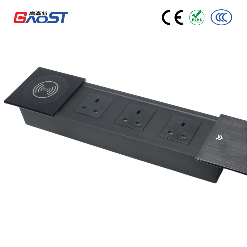 CE certificated conference room slide wireless charging station electrical sockets UK UAE type c power socket