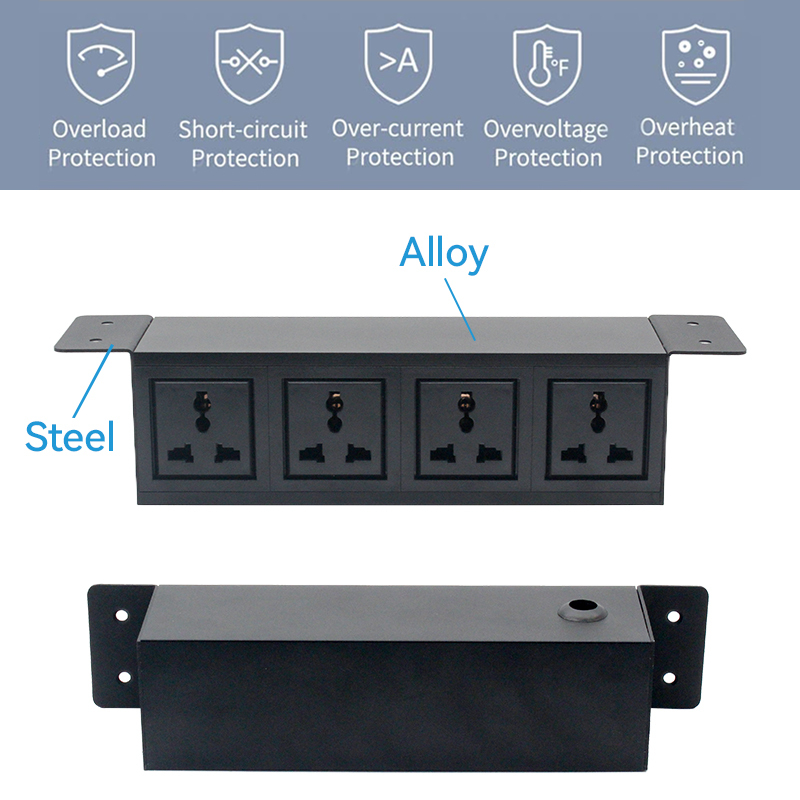 Gaost under desk universal power strip fast charging aluminum alloy power strip with flat plug