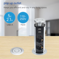 GAOST fast charging ABS EU kitchen island pop up socket pull 2 USBA outlets