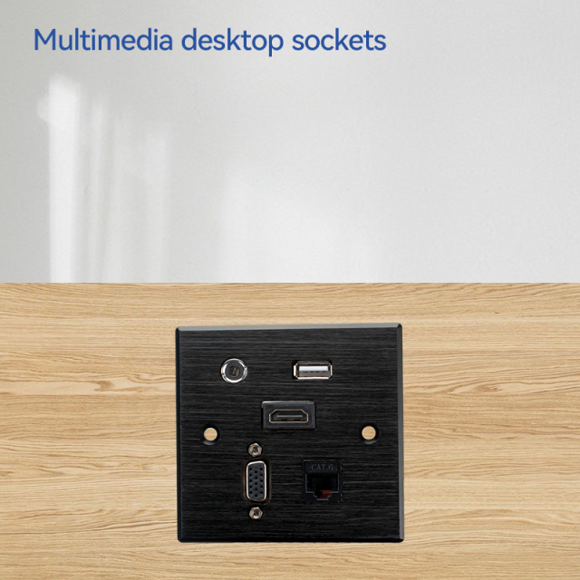 Wall Hub 86mm Multifunction USB HDMI Audio VGA cat6 network faceplate for office