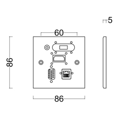 Wall Hub 86mm Multifunction USB HDMI Audio VGA cat6 network faceplate for office