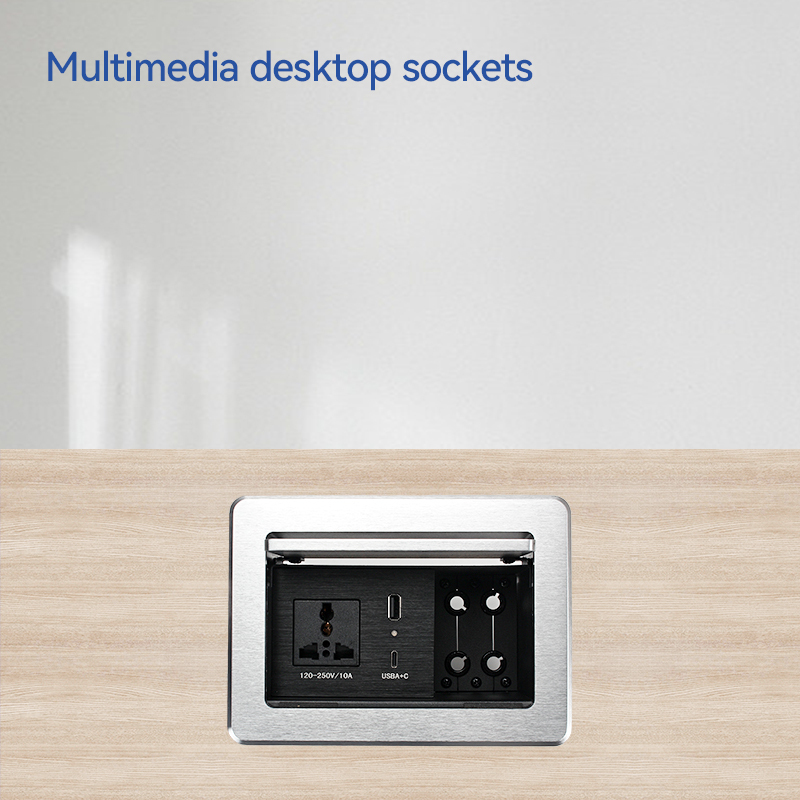 Push flip up socket Aluminum alloy installing electrical outlet office workbench embedded socket